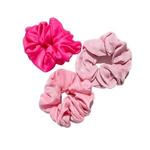 NWT Pink Satin Hair Scrunchies Set of 3 | Hot Pink Dusty Pink Blush